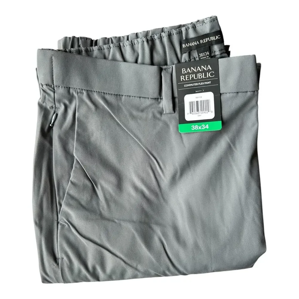 Banana Republic Men's Commuter Flex Pant Athletic Fit Gray Size 38x34